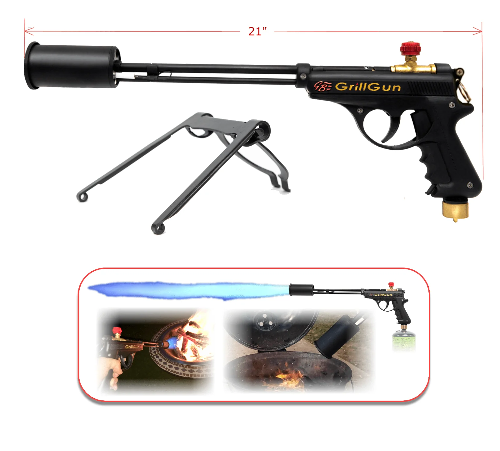 GrillBlazer Grillgun with dimensions