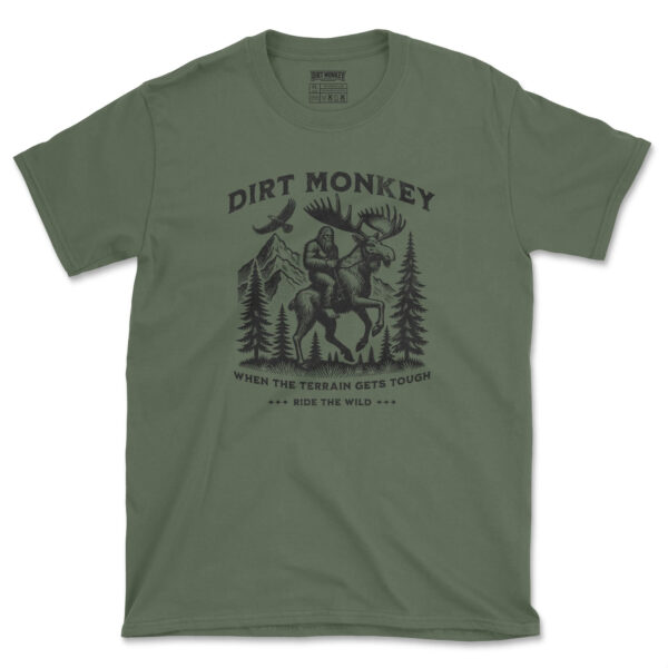 Dirt monkey ride the wild black on military green