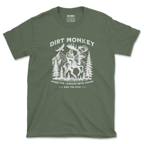 Dirt monkey ride the wild white on military green