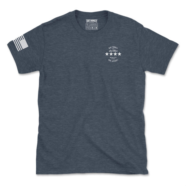 Dirt monkey god bless tee front heather navy
