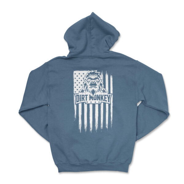 Dirt monkey american grit hoodie indigo blue back
