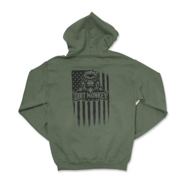 Dirt monkey american grit hoodie military green back