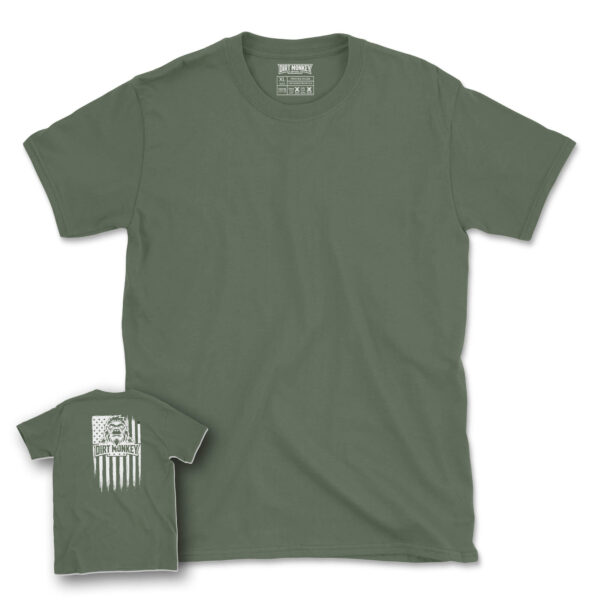 Dirt monkey usa white on military green fb1