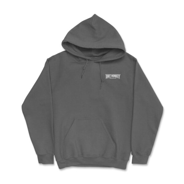 Dirt monkey minimalistic hoodie charoal front