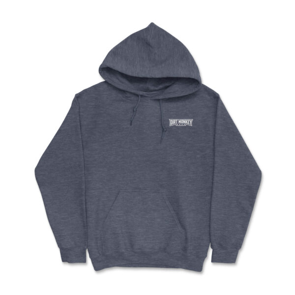 Dirt monkey minimalistic hoodie heather dark navy front