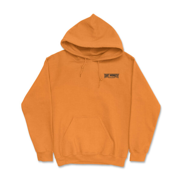 Dirt monkey minimalistic hoodie safety orange front