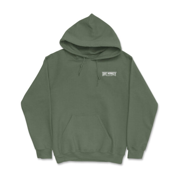 Dirt monkey minimalistic hoodie white military green front